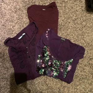 Purple Shirt Bundle. Express, Maurice, Old Navy. Medium
